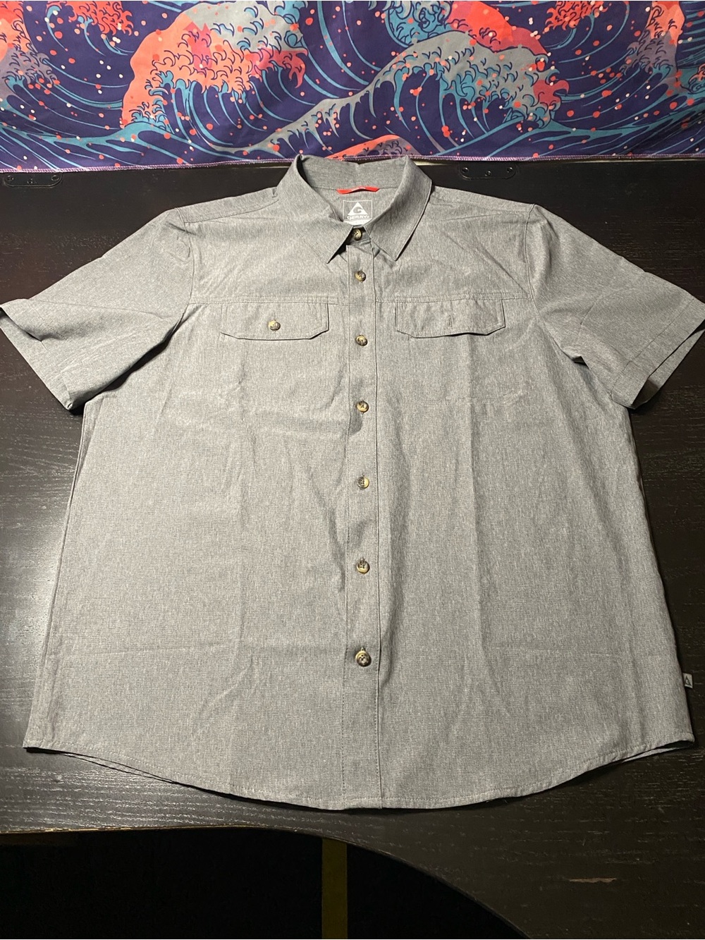 Gerry Weber Men's Short-Sleeve Button-Down Shirt in Light Gray